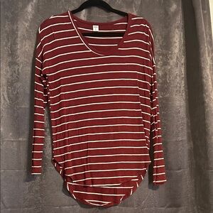 Old Navy Striped Maroon Long Sleeve Top